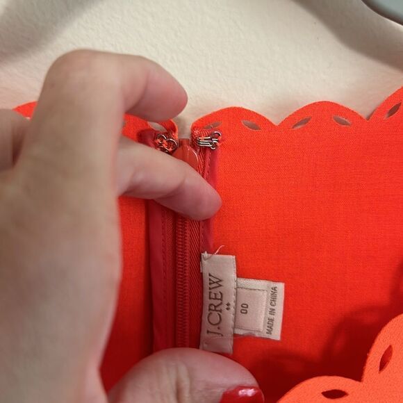 NWOT J. Crew Neon Orange Shift dress with cut out design - Picture 2 of 6